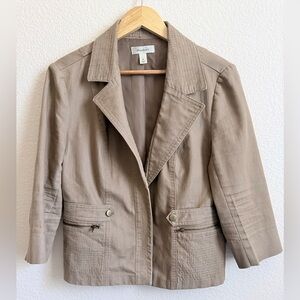 Dressbarn Textured Utility Jacket Blazer – Taupe | Size M